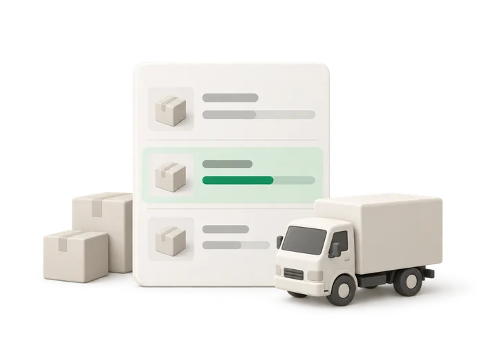 Illustration of a purchase order card with a partially received delivery row